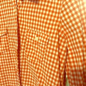 Red/orange gingham button down